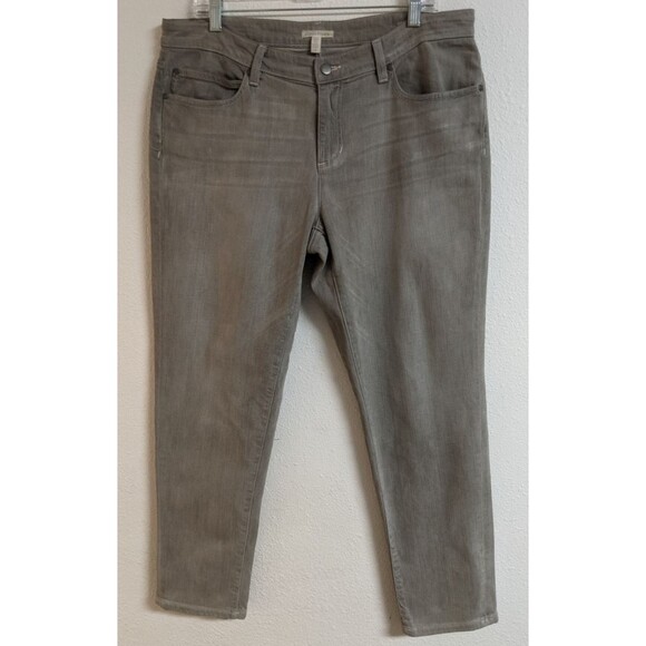 Eileen Fisher Denim - EILEEN FISHER Organic Cotton/Spandex Gray Wash Straight Leg Slim Jeans 12